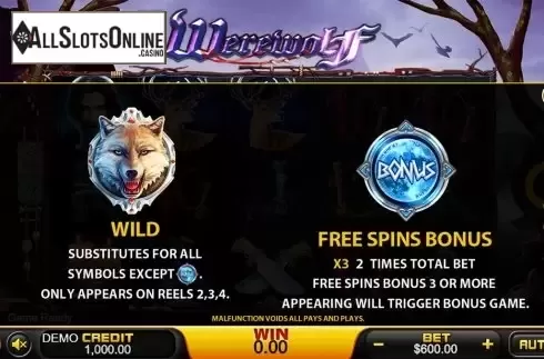 Paytable . Werewolf (PlayStar) from PlayStar