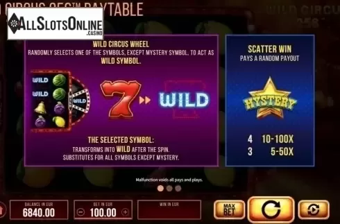 Features. Wild Circus 256 from SYNOT