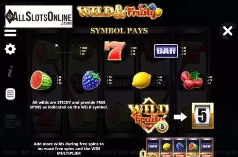 Symbols. Wild and Fruity from Leander Games