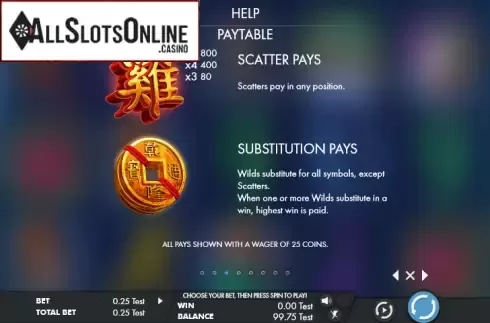 Paytable 3. Year of the rooster from Genesis