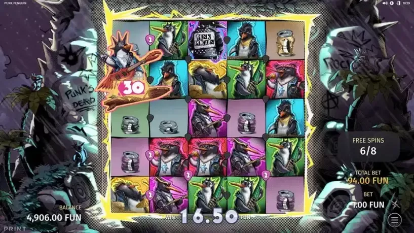 Punk Penguin slot screenshot 