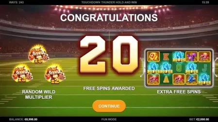 Touchdown Thunder Hold and Win slot screenshot 2