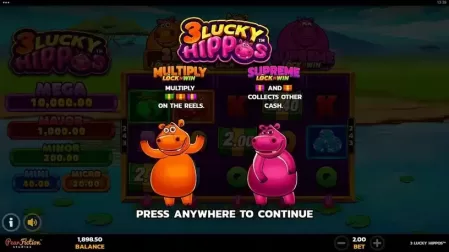 3 Lucky Hippos slot screenshot 2