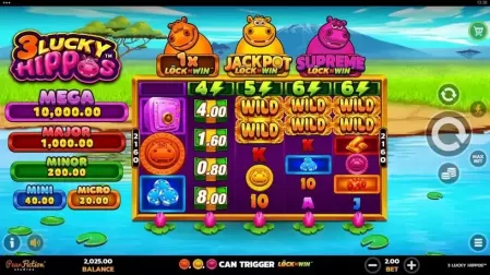 3 Lucky Hippos slot screenshot 1
