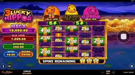 3 Lucky Hippos slot screenshot 3