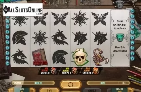 Game Workflow screen . Book Of Tattoo from Fugaso