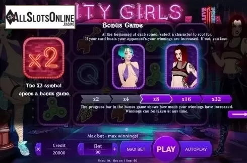Paytable 3. City Girls from X Play