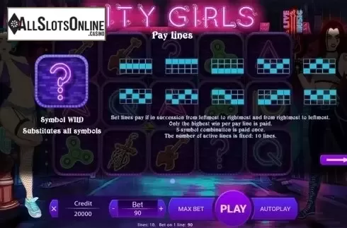 Paytable 2. City Girls from X Play