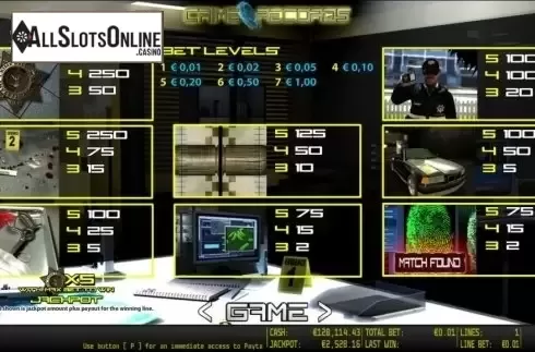 Paytable 1. Crime Records HD from World Match