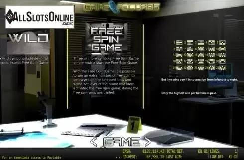 Paytable 2. Crime Records HD from World Match