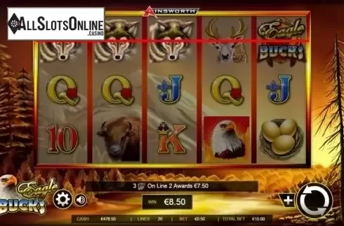 Win screen. Eagle Bucks from Ainsworth