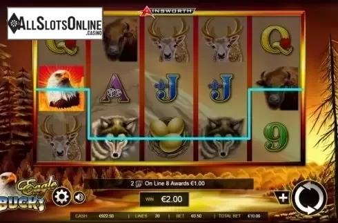Wild Win screen. Eagle Bucks from Ainsworth