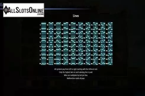 Paylines screen