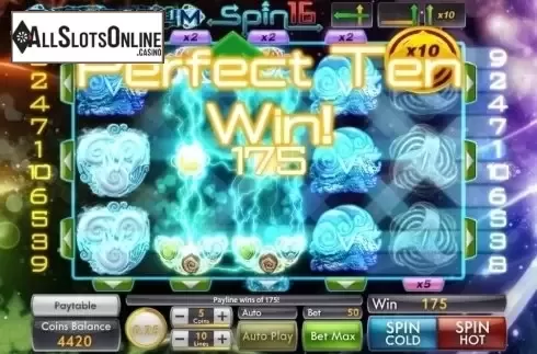 Win Screen 3. Elementrium Spins16 from Genii