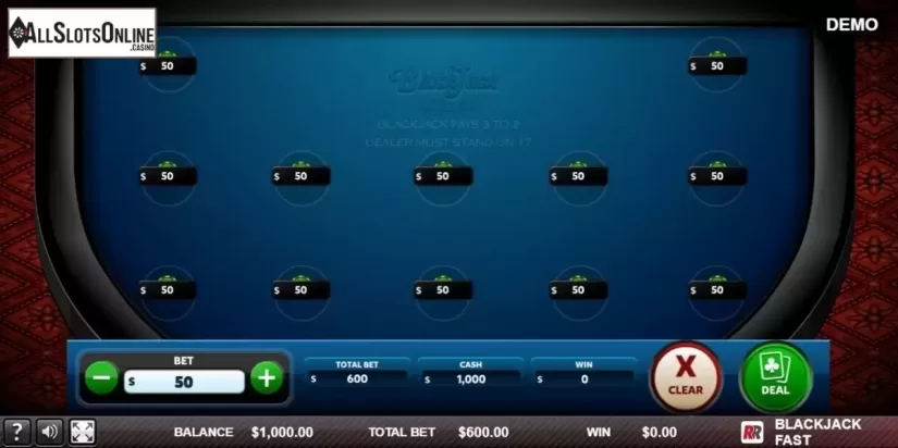 Game Screen 1. Fast Blackjack from Red Rake