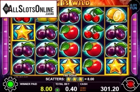 Win screen 1. Fire Dozen from Casino Technology