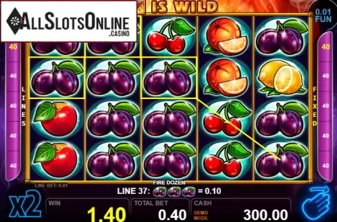Win screen 3. Fire Dozen from Casino Technology