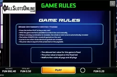 Game Rules Screen