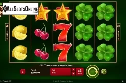 Reel Screen. Fruits & Clovers 20 lines from Playson