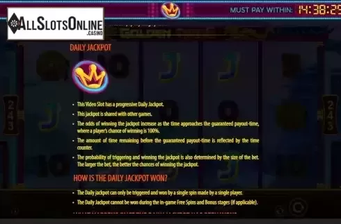 Progressive Daily Jackpot screen