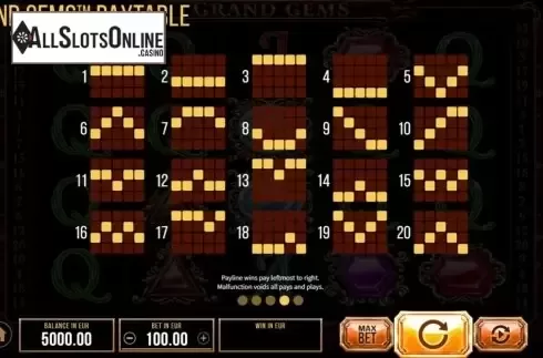 Paylines. Grand Gems (SYNOT) from SYNOT