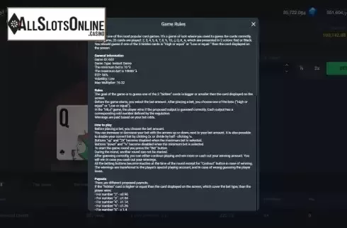 Game Rules screen
