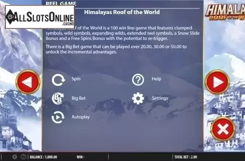 Paytable 2. Himalayas Roof of The World from Barcrest