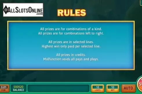 Game Rules screen