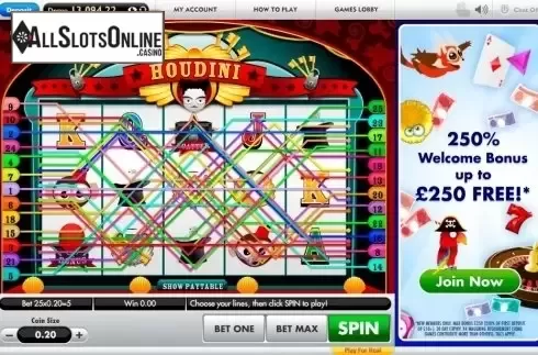 Game Workflow screen (Betway). Houdini from Roxor Gaming