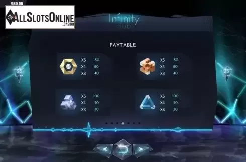 Paytable 2. Infinity Club from Dream Tech