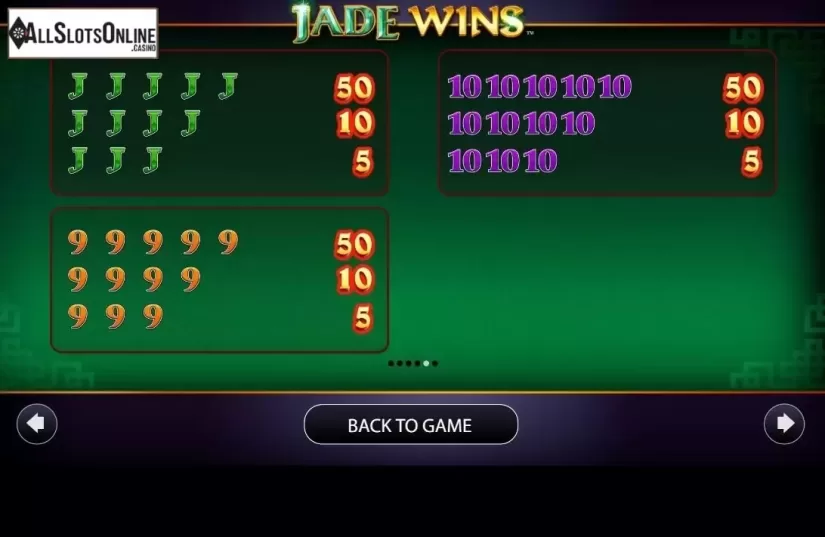 Paytable 3. Jade Wins from AGS