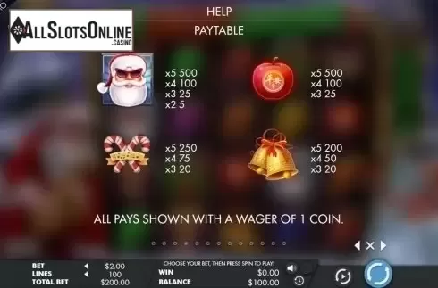 Paytable 2. Jazzy Christmas from Genesis