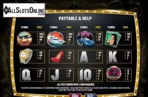Paytable 2. Jet Set Rollers from Gamesys