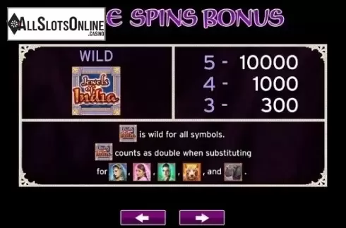 Paytable 1. Jewels Of India from High 5 Games