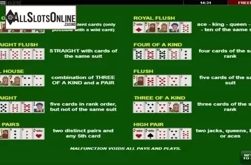 Paytable. Joker Card Poker (Amatic Industries) from Amatic Industries