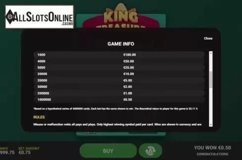 Info 2. King Treasure from Hacksaw Gaming