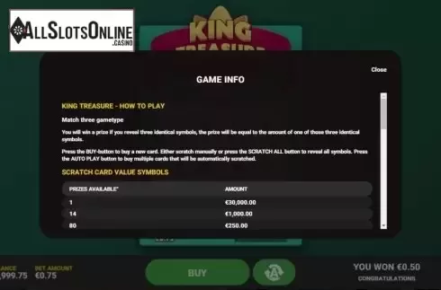 Info 1. King Treasure from Hacksaw Gaming