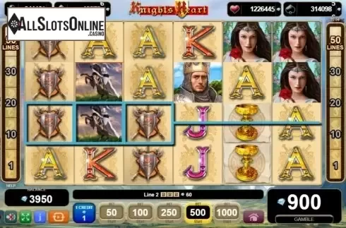 Win Screen . Knights Heart from EGT
