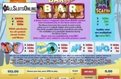 Paytable . La Playa from Tom Horn Gaming