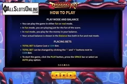 Paytable 4. Legend of Dragon Koi from Skywind Group