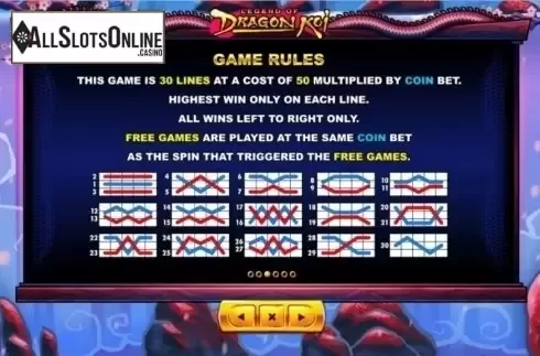 Paytable 3. Legend of Dragon Koi from Skywind Group