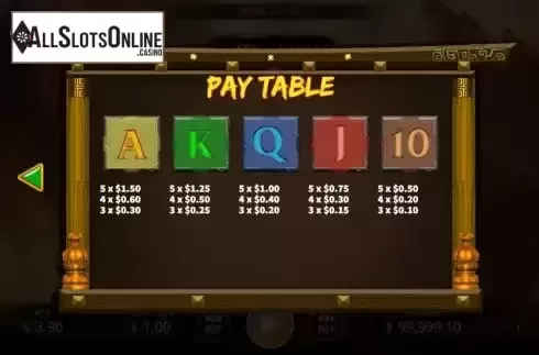 Pay Table screen 2