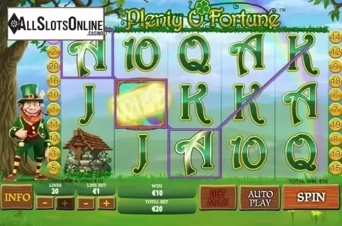 Wild Win screen. Plenty O' Fortune from Playtech