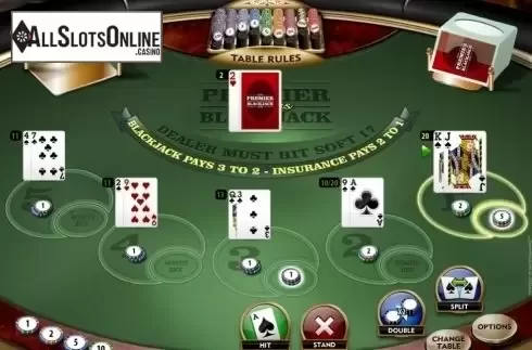 Game Screen. Premier Euro Bonus Blackjack MH from Microgaming