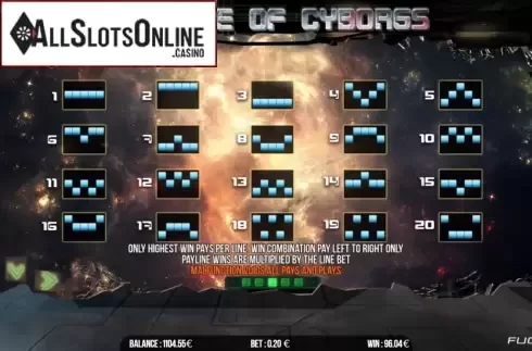 Paylines. Revenge of Cyborgs from Fugaso