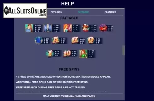 Paytable screen 1. Showcase from Arrows Edge