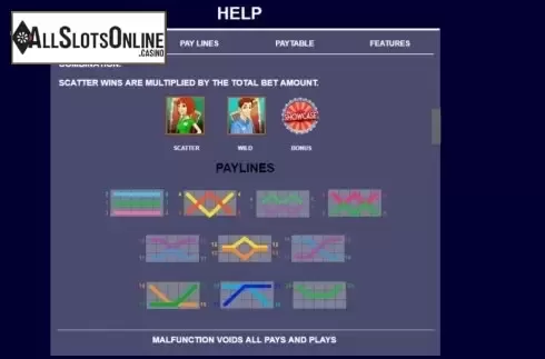 Paytable screen 2. Showcase from Arrows Edge
