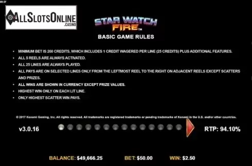 Features 1. Star Watch Fire from Konami
