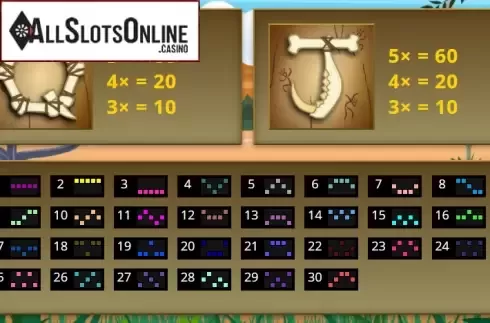Paytable 4. Stones and Bones from Saucify
