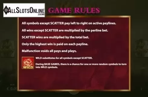 Paytable . Three Heroes from KA Gaming